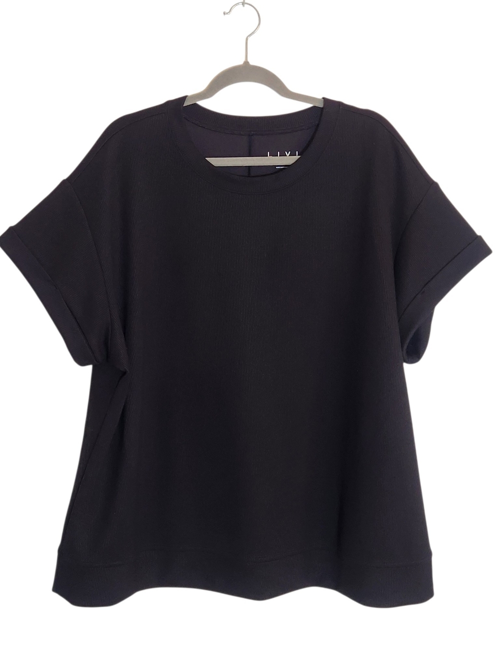 LIVI by Lane Bryant Black Ribbed Knit Activewear Top Size 22/24